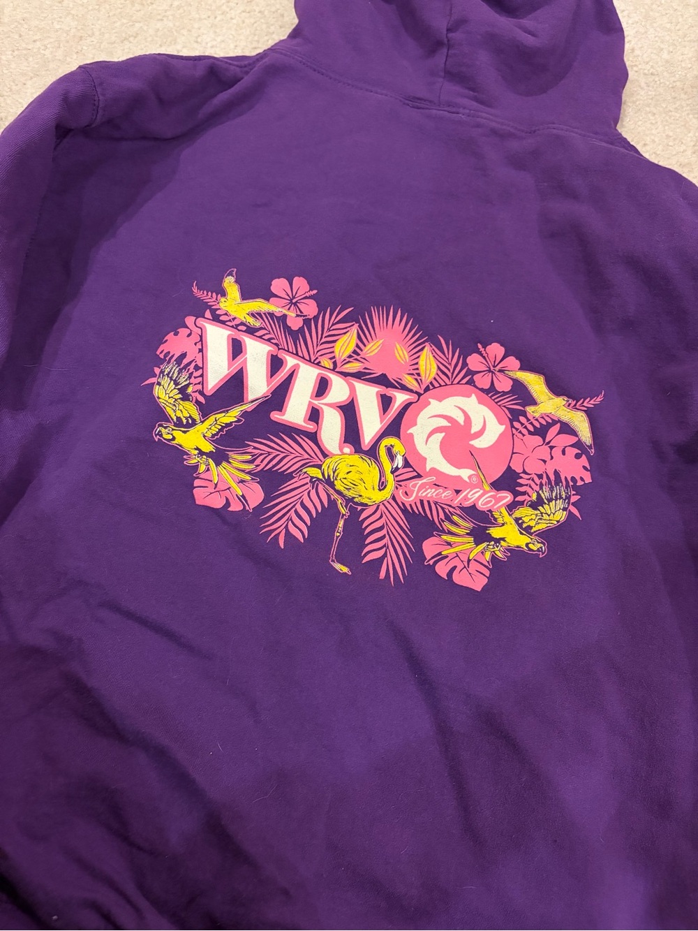 WRV Purple Hoodie with Pink & Yellow Tropical Graphic